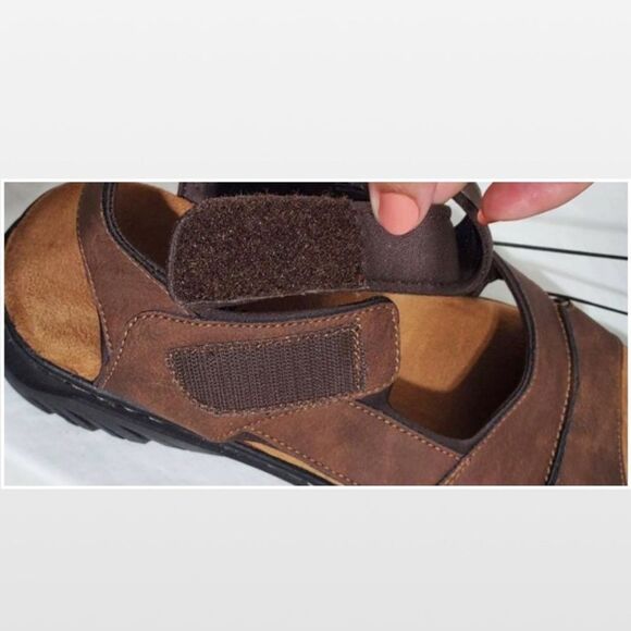 New Men Brown Fisherman Sandals Hiking Shoes Dr. Scholls Size 9 - Picture 5 of 16